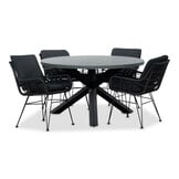 Meran/Carlos Charcoal dining tuinset | 4 personen | betonlook + wicker | 135cm rond