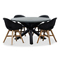 BUITEN living Meran/Karlstad zwart dining tuinset | 4 personen | betonlook + kunststof | 135cm rond