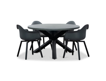 Meran/Montreux dining tuinset | 4 personen | betonlook + kunststof | 135cm rond