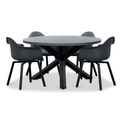 Meran/Montreux dining tuinset | 4 personen | betonlook + kunststof | 135cm rond