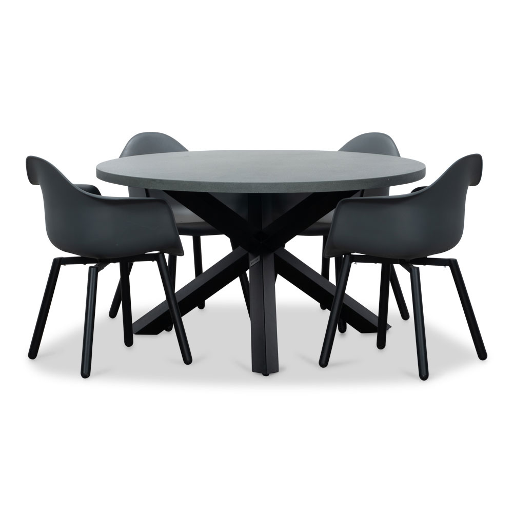 Meran/Montreux dining tuinset | 4 personen | betonlook + kunststof | 135cm rond