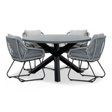 Meran/Portofino grijs dining tuinset | 4 personen | betonlook + touw | 135cm rond