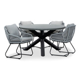 Meran/Portofino grijs dining tuinset | 4 personen | betonlook + touw | 135cm rond