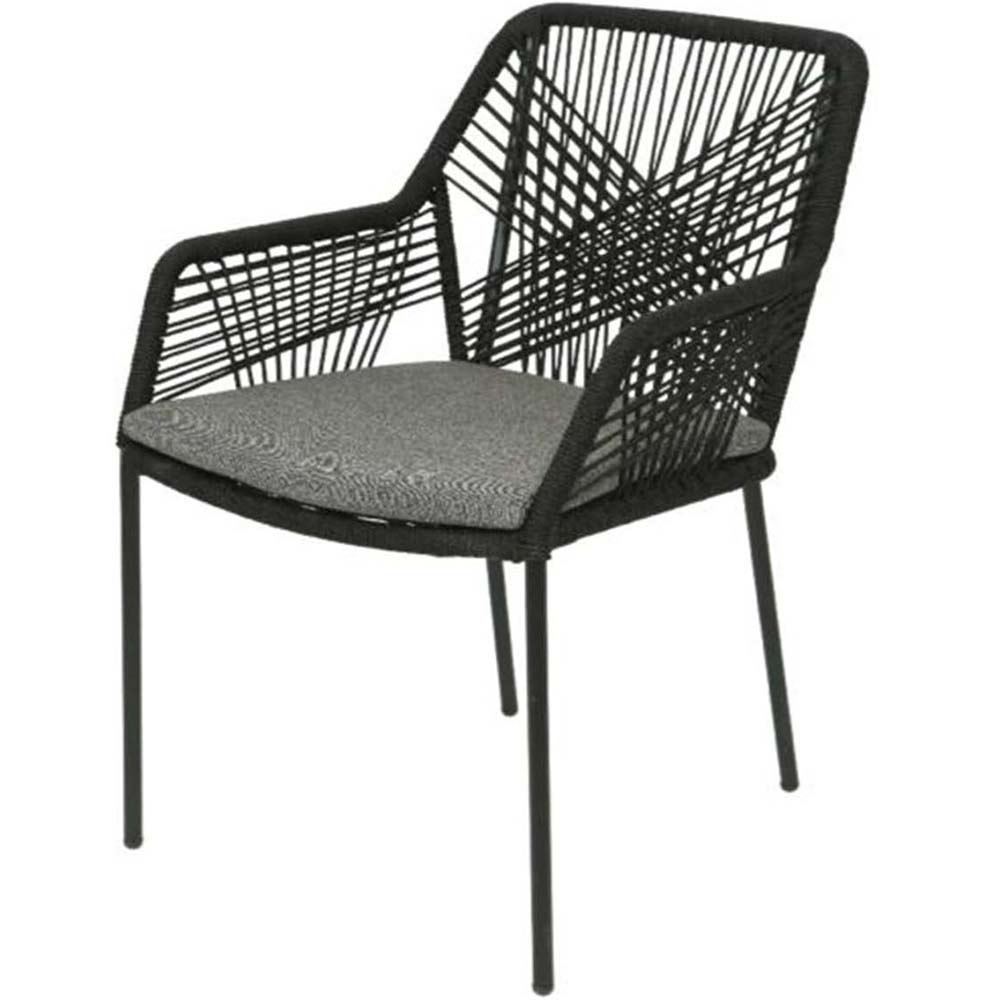 Meran/Seville zwart dining tuinset | 4 personen | betonlook + touw | 135cm rond