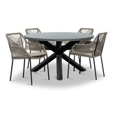 Meran/Seville zand dining tuinset | 4 personen | betonlook + touw | 135cm rond