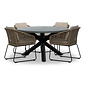 BUITEN living Meran/Tulum Sahara Dust dining tuinset | 4 personen | betonlook + touw | 135cm rond
