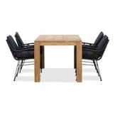 Victoria/Carlos Charcoal dining tuinset | 4 personen | teakhout + wicker | 180cm