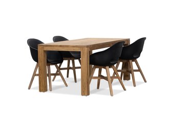 Victoria/Karlstad zwart dining tuinset | 4 personen | teakhout + kunststof | 180cm