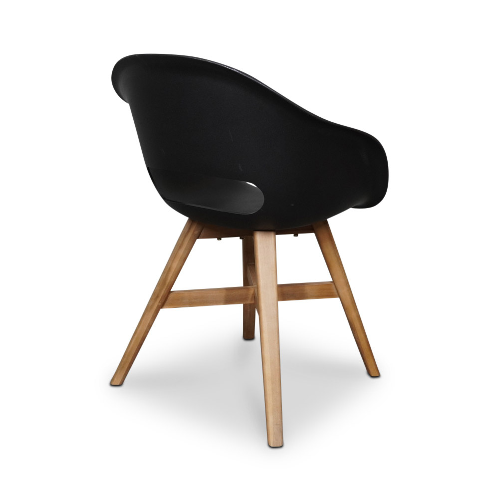 Victoria/Karlstad zwart dining tuinset | 4 personen | teakhout + kunststof | 180cm