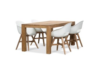 Victoria/Karlstad wit dining tuinset | 4 personen | teakhout + kunststof | 180cm