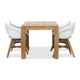 Victoria/Karlstad wit dining tuinset | 4 personen | teakhout + kunststof | 180cm