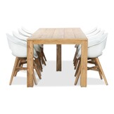 Victoria/Karlstad wit dining tuinset | 8 personen | teakhout + kunststof | 300cm