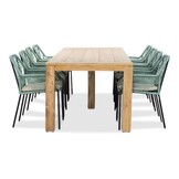 Victoria/Seville mint dining tuinset | 8 personen | teakhout + touw | 300cm
