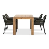 Victoria/Seville olijfgroen dining tuinset | 4 personen | teakhout + touw | 180cm