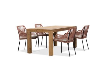 Victoria/Seville terra dining tuinset | 4 personen | teakhout + touw | 180cm