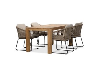 Victoria/Tulum Sahara Dust dining tuinset | 4 personen | teakhout + touw | 180cm