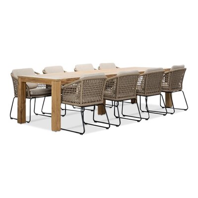 Victoria/Tulum Sahara Dust dining tuinset | 8 personen | teakhout + touw | 300cm