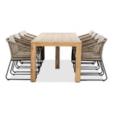 Victoria/Tulum Sahara Dust dining tuinset | 8 personen | teakhout + touw | 300cm