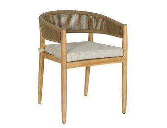 Loivre dining tuinstoel | touw + hardhout | Royal Stone Brown