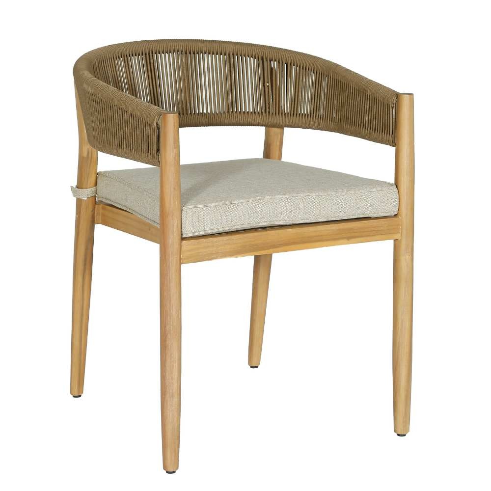 Loivre dining tuinstoel | touw + hardhout | Royal Stone Brown afbeelding