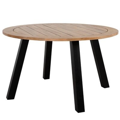 Cork dining tuintafel 4 personen | hardhout + staal | teaklook | Ø130cm rond