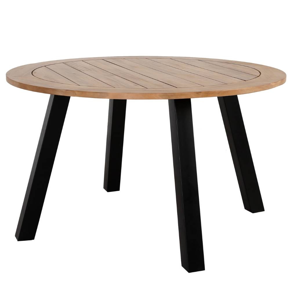 Cork dining tuintafel 4 personen | hardhout + staal | teaklook |Ø130cm rond afbeelding