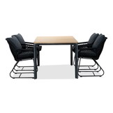 Arezzo/Portofino zwart dining tuinset | 4 personen | polywood + touw | 160cm