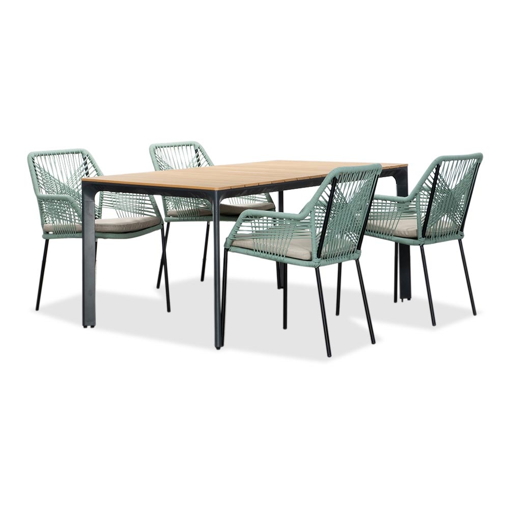 Arezzo/Seville mint dining tuinset | 4 personen | polywood + touw | 160cm