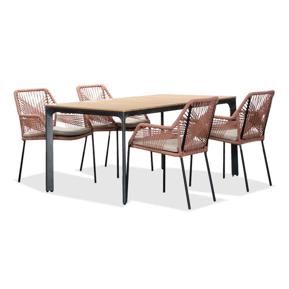 Arezzo/Seville terra dining tuinset | 4 personen | polywood + touw | 160cm