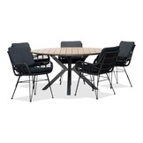 Cervo/Carlos Charcoal dining tuinset | 5 personen | polywood + wicker | 144cm