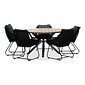 LUX outdoor living Cervo/Portofino zwart dining tuinset | 5 personen | polywood + touw | 144cm
