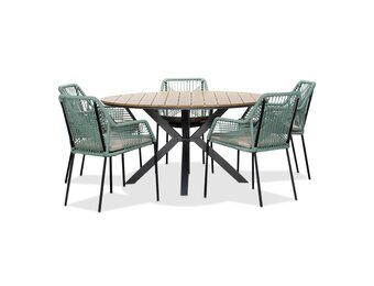 Cervo/Seville mint dining tuinset | 5 personen | polywood + touw | 144cm
