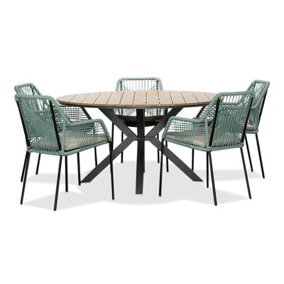 Cervo/Seville mint dining tuinset | 5 personen | polywood + touw | 144cm