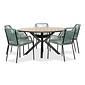LUX outdoor living Cervo/Seville mint dining tuinset | 5 personen | polywood + touw | 144cm