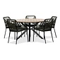 LUX outdoor living Cervo Natural/Seville olijfgroen dining tuinset | 5 personen | polywood + touw | 144cm rond