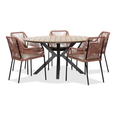 Cervo/Seville terra dining tuinset | 5 personen | polywood + touw | 144cm