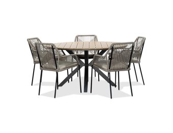 Cervo/Seville zand dining tuinset | 5 personen | polywood + touw | 144cm