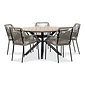 LUX outdoor living Cervo/Seville zand dining tuinset | 5 personen | polywood + touw | 144cm