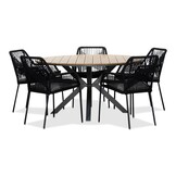 Cervo/Seville zwart dining tuinset | 5 personen | polywood | 144cm rond