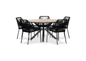 Cervo/Seville zwart dining tuinset | 5 personen | polywood | 144cm rond