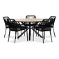 LUX outdoor living Cervo/Seville zwart dining tuinset | 5 personen | polywood | 144cm rond