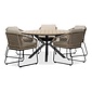 LUX outdoor living Cervo Natural/Tulum Sahara Dust dining tuinset | 5 personen | polywood + touw | 144cm rond