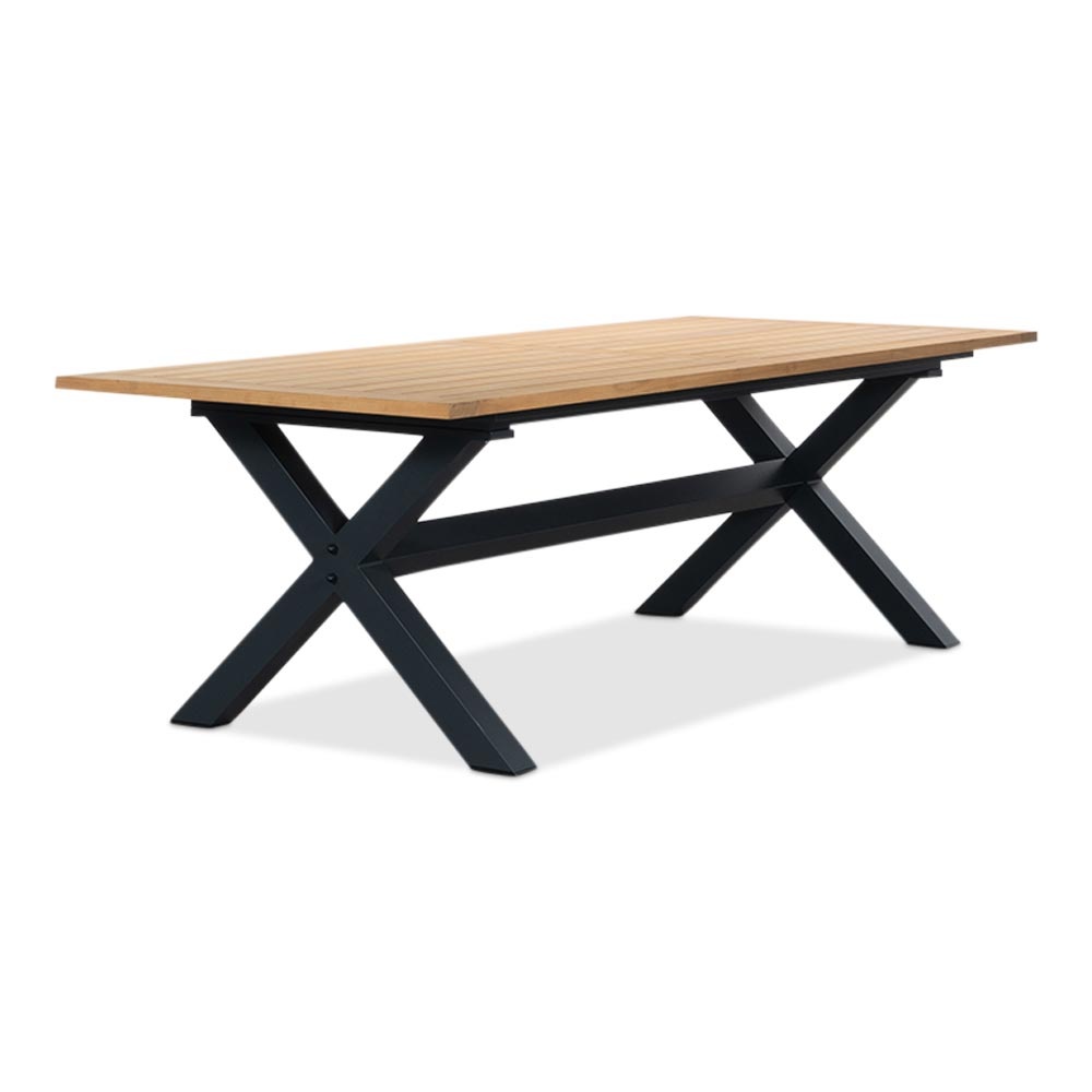 Lucan/Seville zwart dining tuinset | 6 personen | teakhout + touw | 240cm