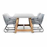 Veltis/Portofino grijs dining tuinset | 4 personen | betonlook + touw | 200cm