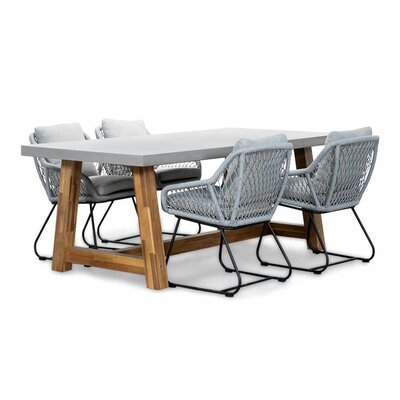 Veltis/Portofino grijs dining tuinset | 4 personen | betonlook + touw | 200cm