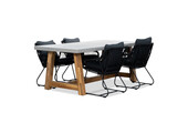 Veltis/Portofino zwart dining tuinset | 4 personen | betonlook + touw | 200cm