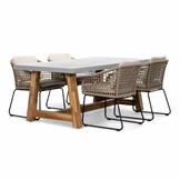 Veltis/Tulum Sahara Dust dining tuinset | 4 personen | betonlook + touw | 200cm