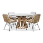 BUITEN living Elzas/Carlos taupe dining tuinset | 4 personen | betonlook + hardhout | 135cm rond