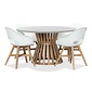 BUITEN living Elzas/Karlstad wit dining tuinset | 4 personen | betonlook + hardhout | 135cm rond