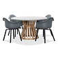 BUITEN living Elzas/Montreux dining tuinset | 4 personen | betonlook + hardhout | 135cm rond